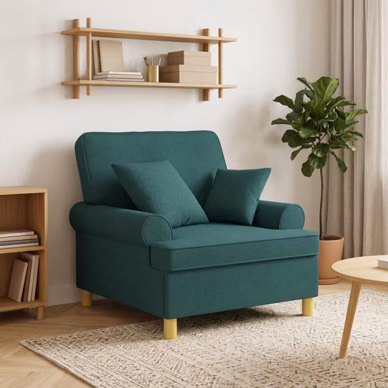 Poltrona XL vidaXL Verde con Cuscini in Tessuto e Imbottitura in Schiuma