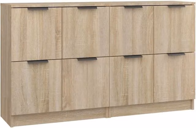 Set di 2 Credenze Madia e Buffet da pranzo in Legno Multistrato Rovere Sonoma, L 60 cm x P 30 cm x H 70 cm