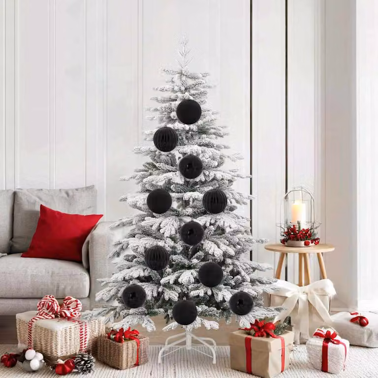 Set di 9 palline di Natale vidaXL nere in plastica, diametro: 15 cm