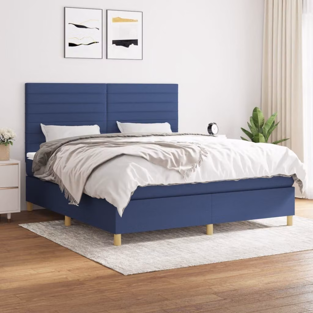 Maison Exclusive - Letto boxspring con materasso blu 180x200 cm Tessuto