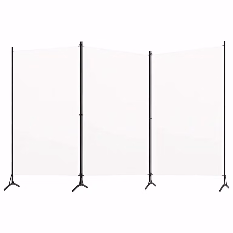 Divisorio a 3 Pannelli vidaXL Bianco in Tessuto L: 260 cm, H: 180 cm
