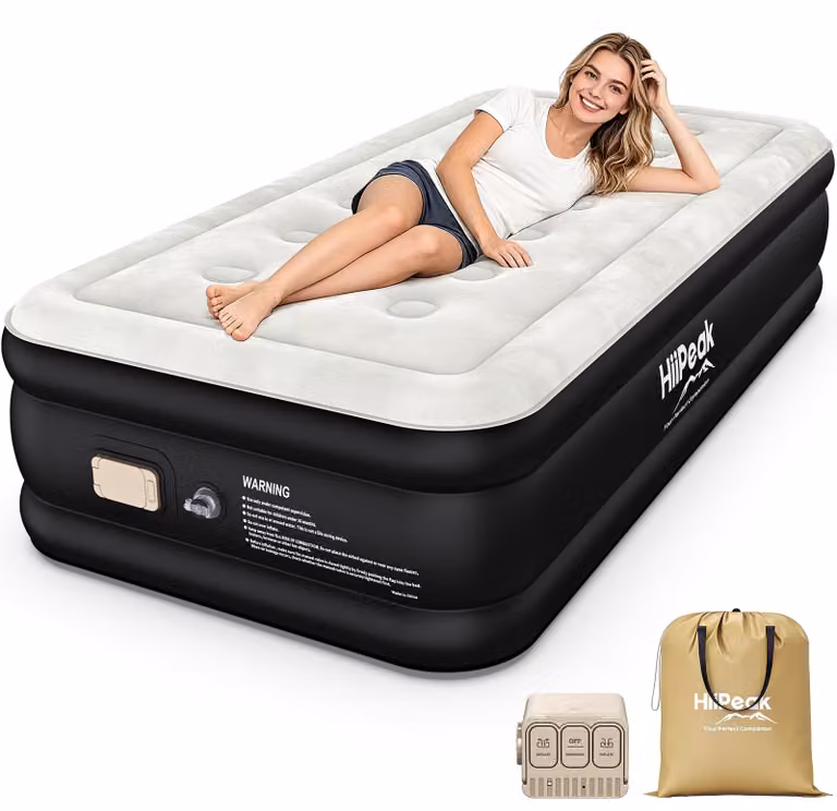 Letto gonfiabile matrimoniale da 16 pollici - Con pompa elettrica integrata - Letto da campeggio portatile