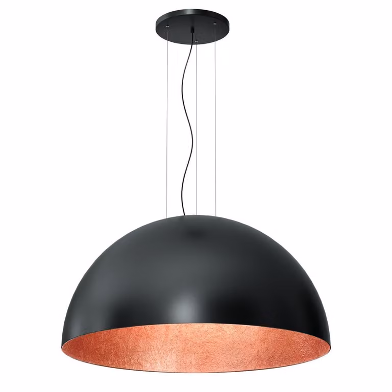Lampada a sospensione Ø100 cm nera con interno in rame Compo 1xE27 15W Luminex