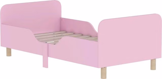 Letto singolo per bambini Minimal in MDF e legno di pino rosa