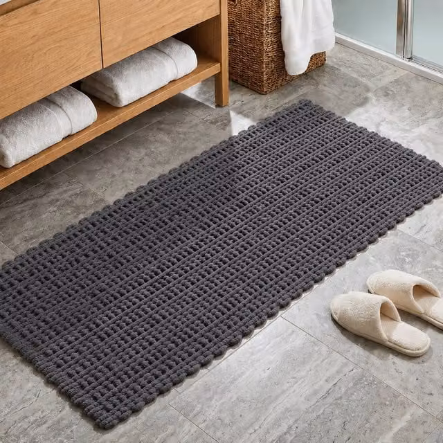 Tappeto da bagno in ciniglia Kasanova grigio L: 60 cm, P: 130 cm