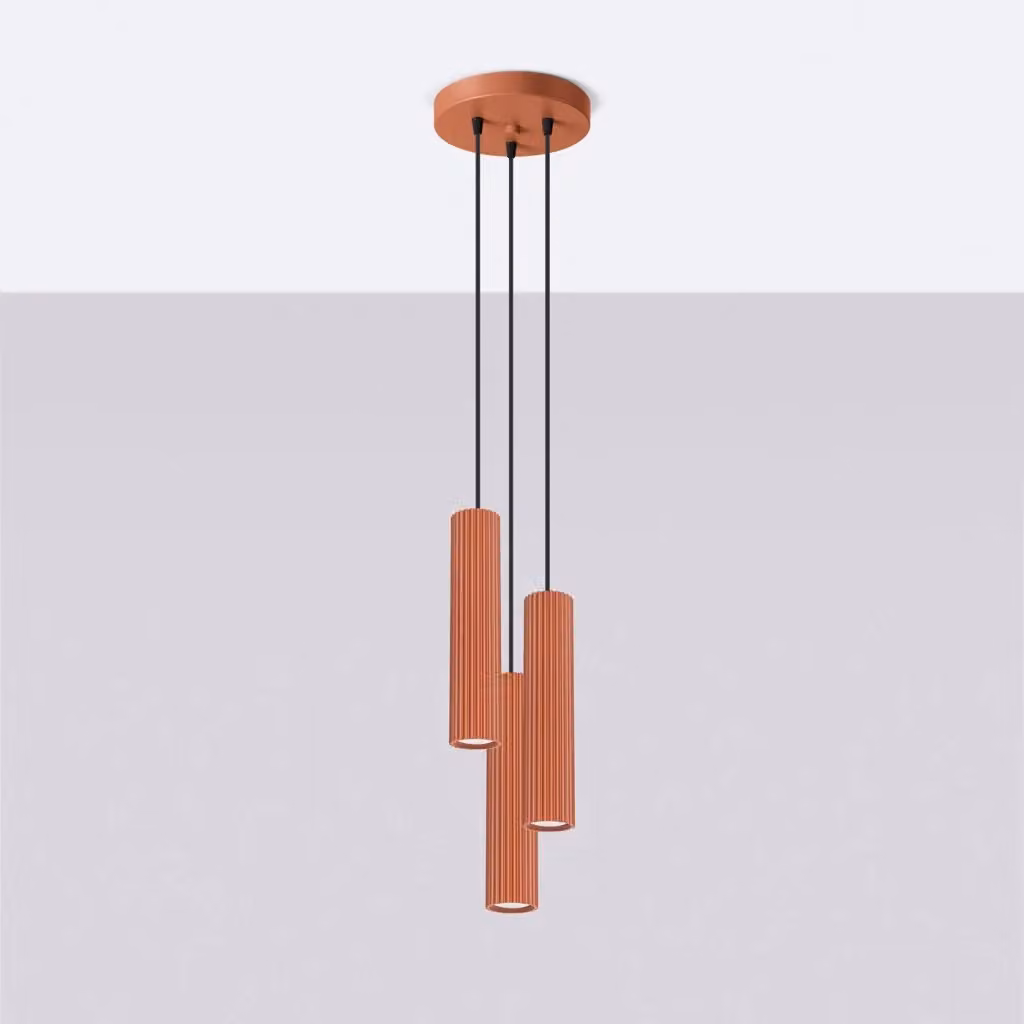 Lampada a sospensione Sollux Lighting KARBON 3P rossa in metallo con tecnologia LED e design cilindrico regolabile – 2