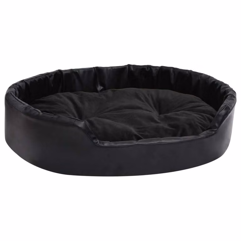 Lettino per Cani Nero 90x79x20 cm in Peluche e Pelle finta