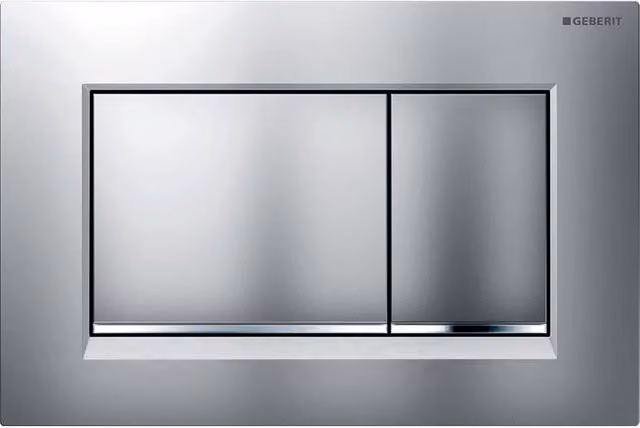 Placca di comando per WC sospeso Geberit Sigma30 con doppio scarico in finitura argento satinato opaco