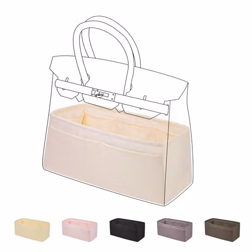 DGAZ Organizer Borsa in Satin per Birkin 35, Inserto Borsa, Craie