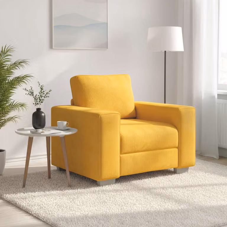 vidaXL Poltrona Lounge Moderna in Velluto a Coste Giallo L: 100 cm, P: 77 cm, H: 82 cm