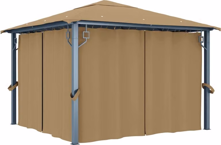 The Living Store Padiglione con tenda 300x300 cm Alluminio Taupe