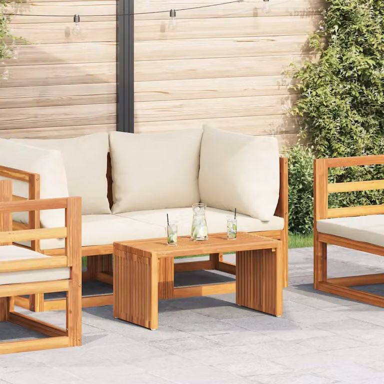 vidaXL Tavolo laterale da giardino in legno di teak marrone L: 70 cm, P: 37,5 cm, H: 35,5 cm