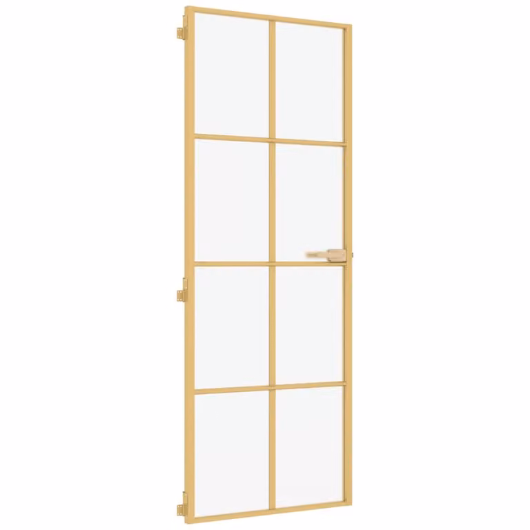 Porta Interni Sottile Oro 76x201,5cm Vetro Temperato Alluminio
