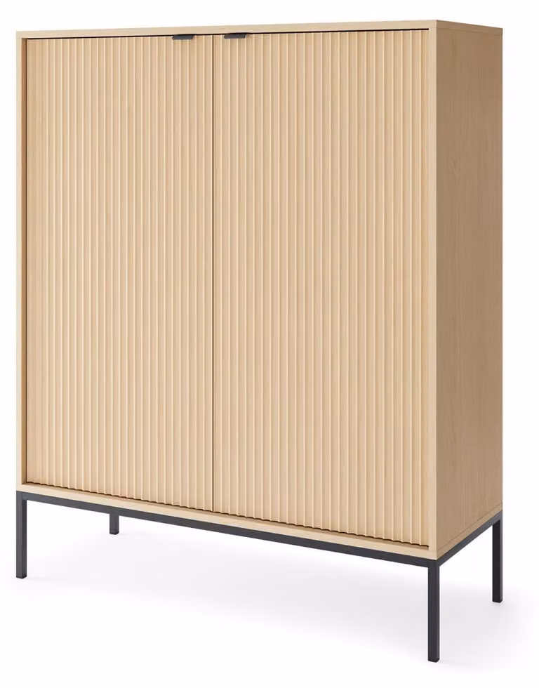 Credenza FURNLUX Avon Rovere e Nero 104 cm / Colore principale: Beige / Dimensioni: 104 x 125 x 39 cm