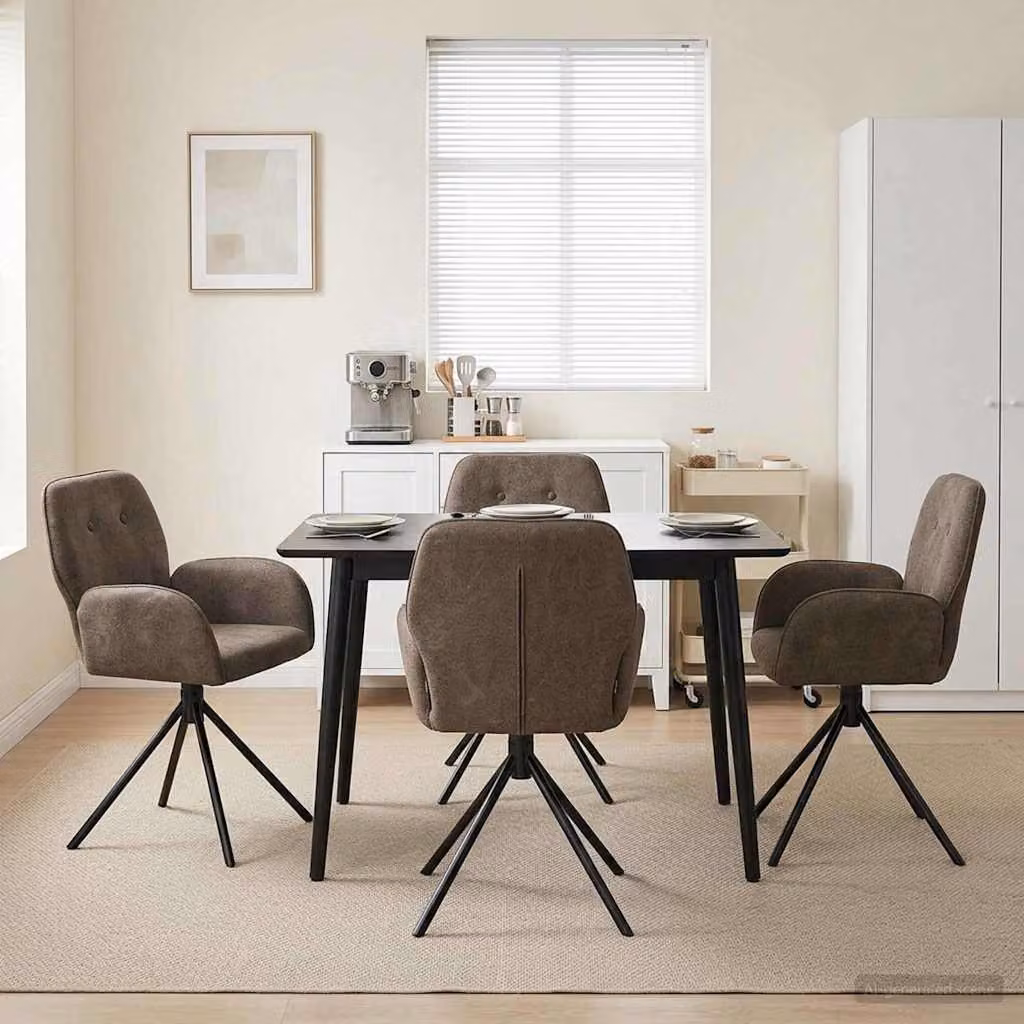 Set di 4 sedie da pranzo girevoli vidaXL in pelle scamosciata sintetica e microfibra con braccioli, disponibili in grigio o marrone