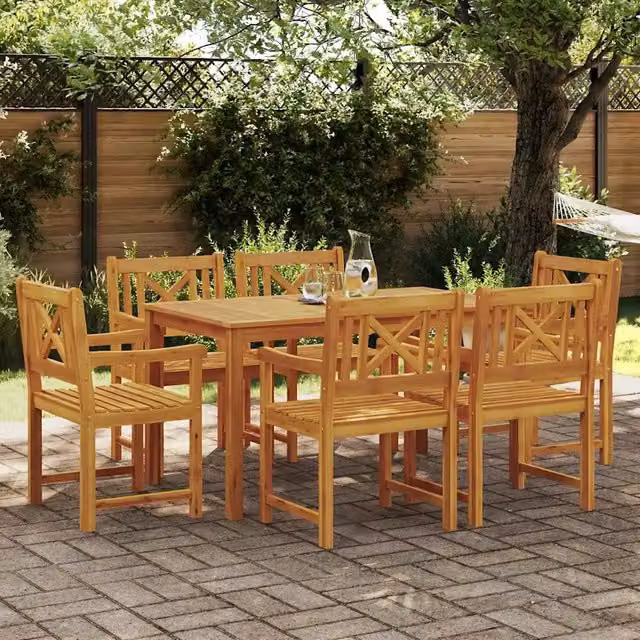 Set da Pranzo per Giardino 7 pz Marrone 3375651