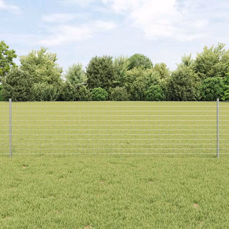 Recinzione Euro con palo vidaXL in acciaio zincato Argento, L: 10 m, H: 0,6 m