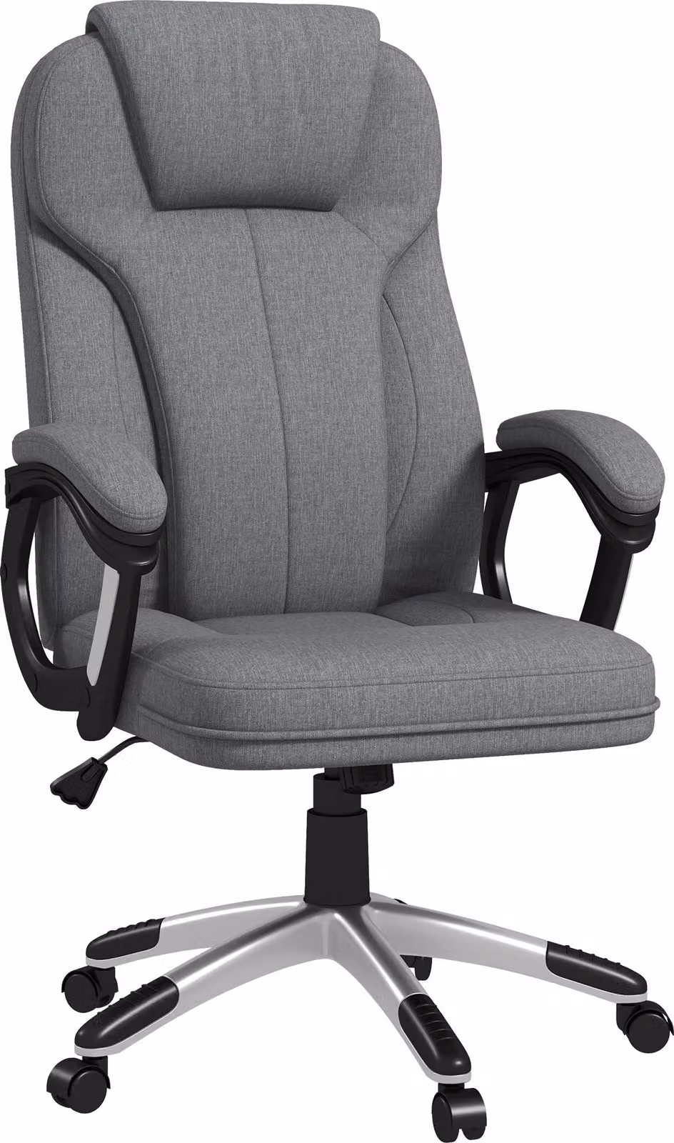 Sedia da ufficio Fortuna Lai Sedia ergonomica per computer con funzione oscillante, regolabile in altezza, poggiatesta, braccioli, grigio effetto lino, 66x75x110-120 cm, per lavorare comodamente | .de