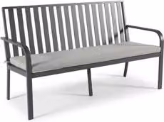 Panchina da giardino Amicasa a 3 posti in alluminio antracite con cuscini inclusi