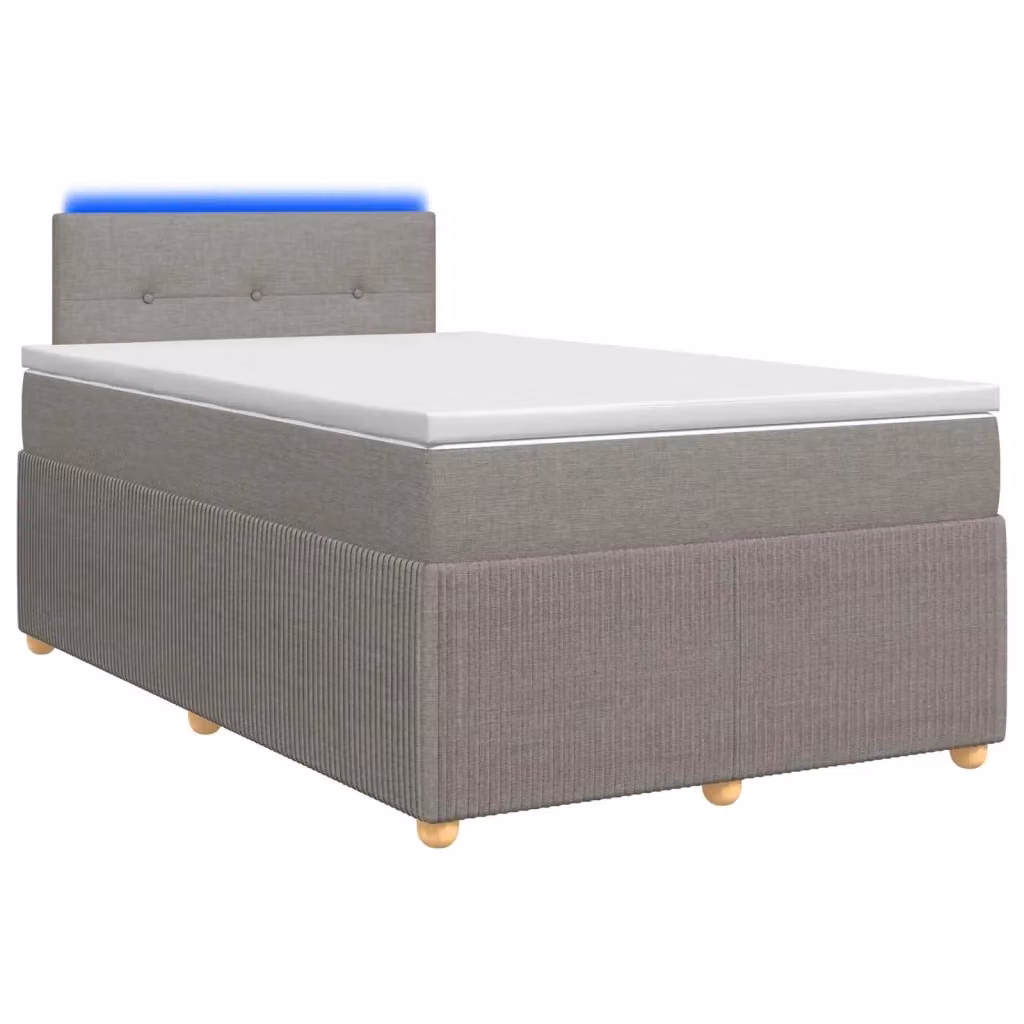 Letto box spring con materasso ibrido vidaXL in tessuto beige e grigio con base contenitore e illuminazione sottostante L/P: 120 x 200 cm – 2