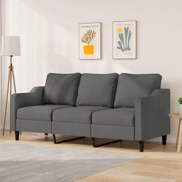 Divano moderno vidaXL in tessuto grigio con struttura in metallo per il tuo soggiorno L: 198 cm, P: 80 cm, H: 77 cm