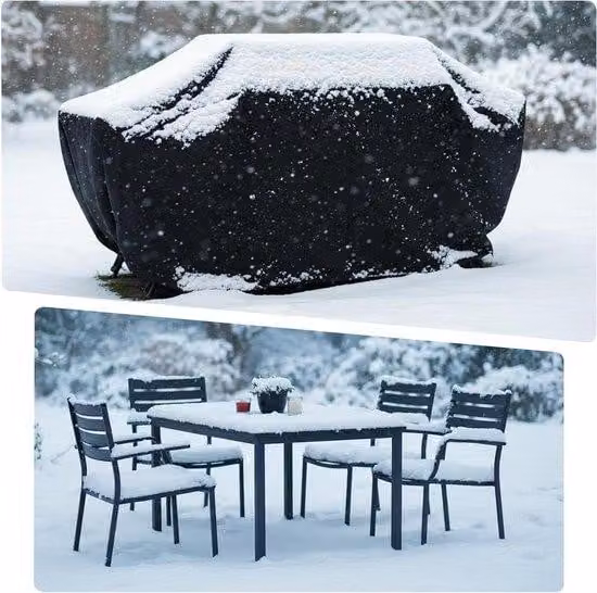 Mobili da giardino e da esterno impermeabili - Tappeto da esterno resistente alla pioggia e all'usura per la terrazza - 335 x 185 x 65 cm - Nero