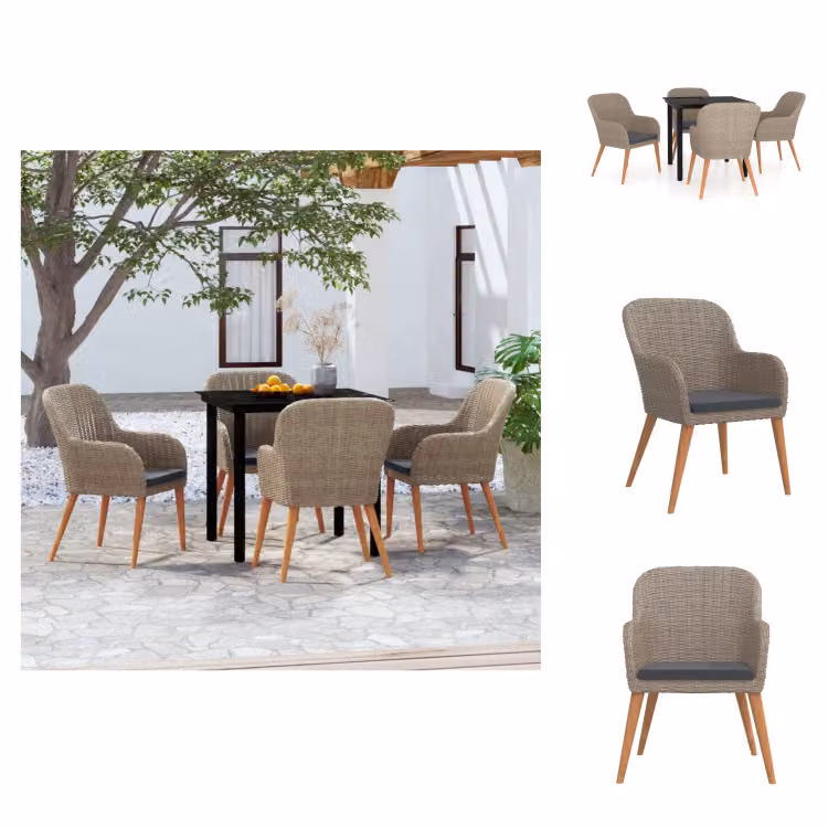 vidaXL Set da pranzo da giardino 5 pezzi con cuscini marrone - Set di mobili da giardino