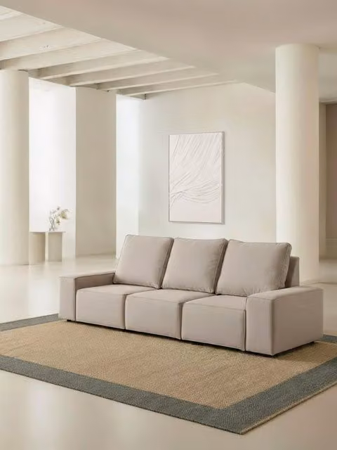 Divano modulare Loft da 3,5 posti Kenay Home colore perla e beige – 1