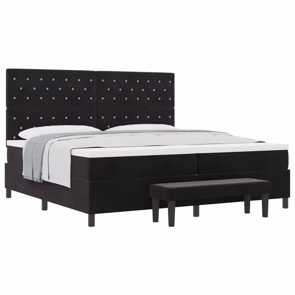 Letto a molle con materasso vidaXL in velluto nero L: 200 cm, P: 200 cm, H: 128 cm – 2