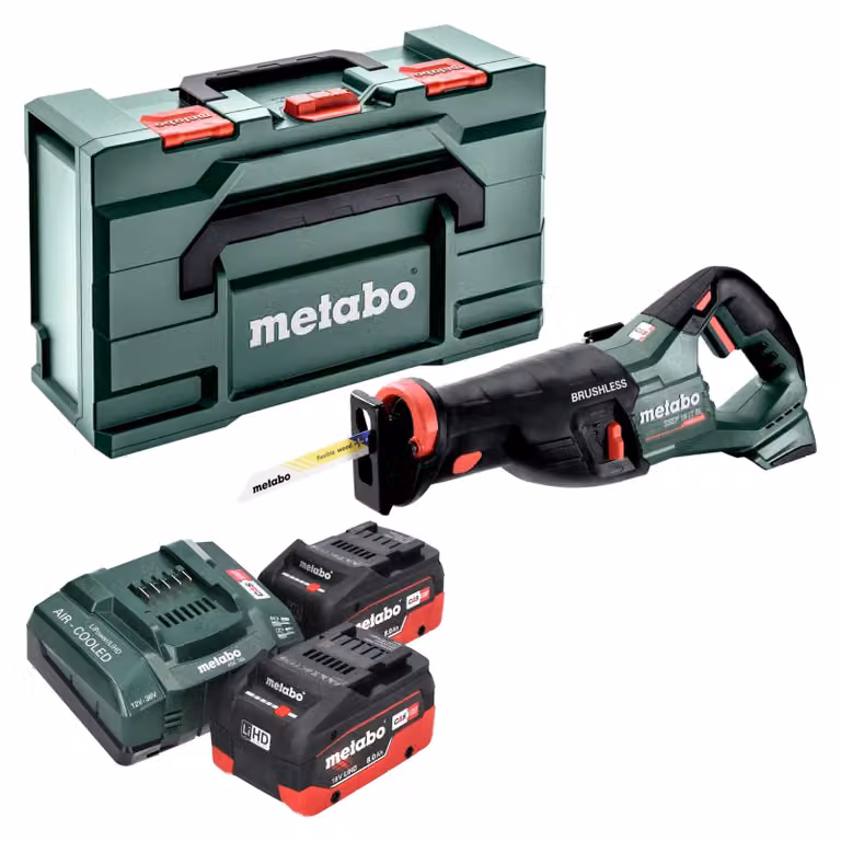 Metabo SSEP 18 LT BL sega alternativa a batteria 18 V 32 mm senza spazzole + 2x batteria LiHD 8,0 Ah + caricatore + metabox