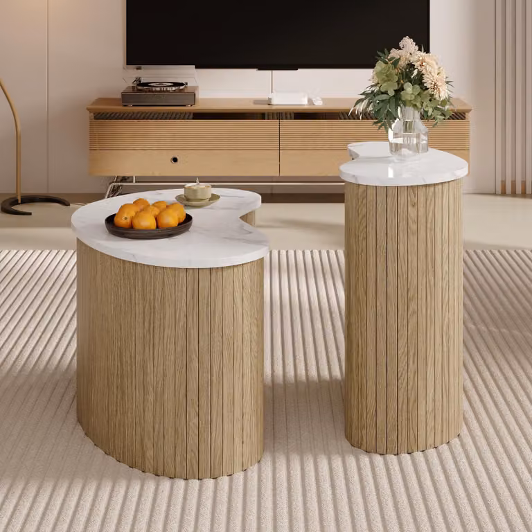 tavolino da salotto moderno okwish con venature del legno, tavolino da divano tavolino da salotto in stile scandinavo, naturale
