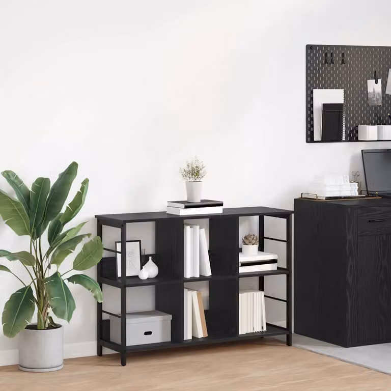 Libreria vidaXL a 6 livelli in stile industrial, colore nero, L 102 cm x P 32 cm x H 72,5 cm