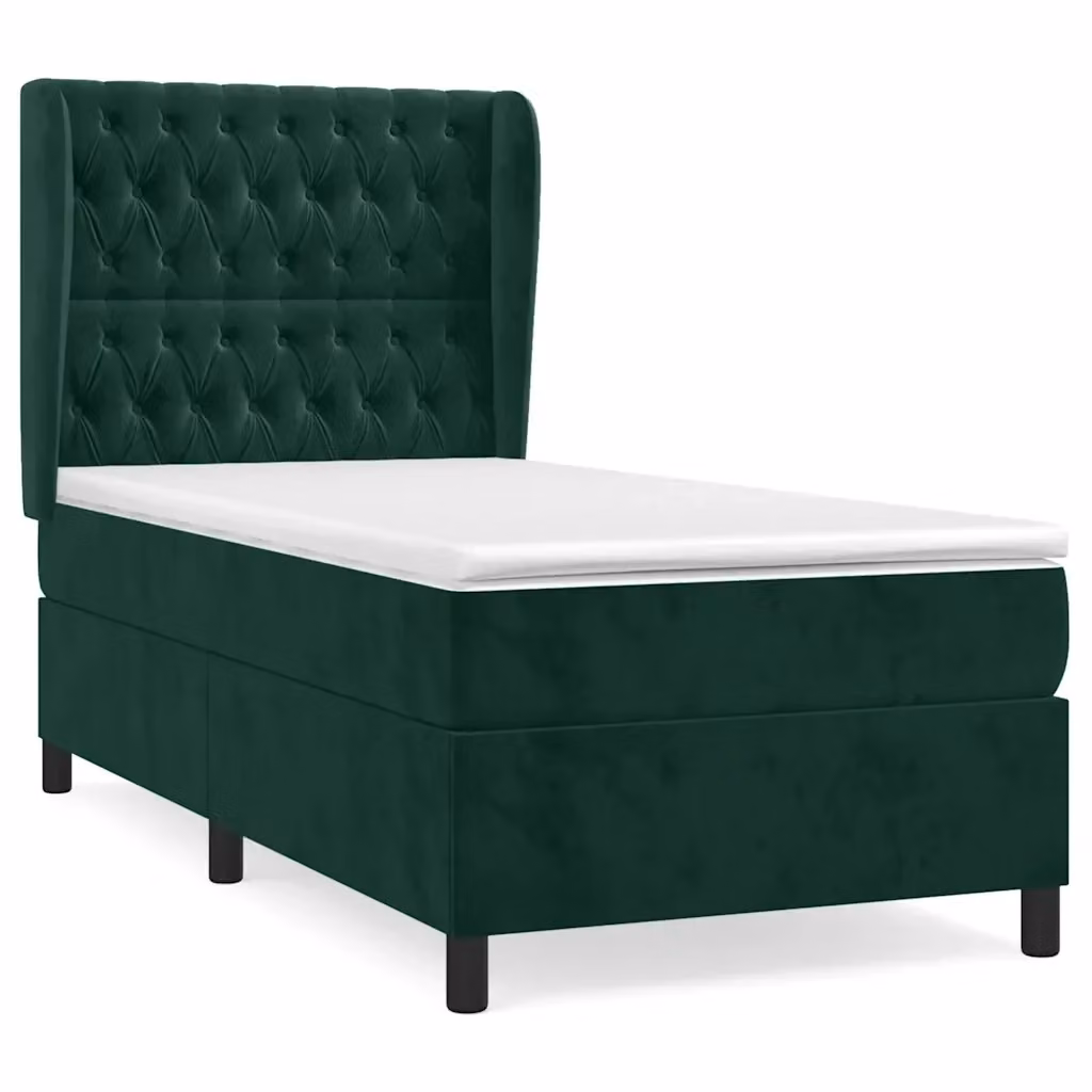 Letto Ibrido vidaXL con Struttura in Legno di Larice e Rivestimento in Velluto Verde Scuro e Bianco L/P/H: 80 x 200 cm – 2