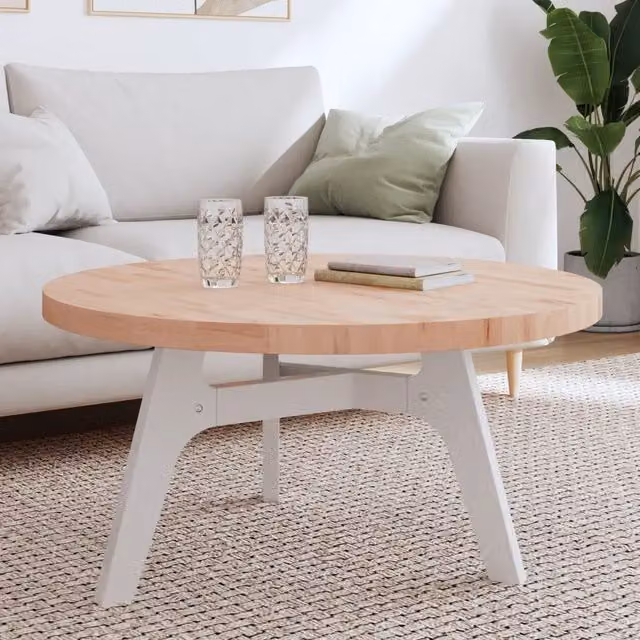 Piano per Tavolo Rotondo in Legno Massello di Faggio vidaXL Ø90 x 4 cm