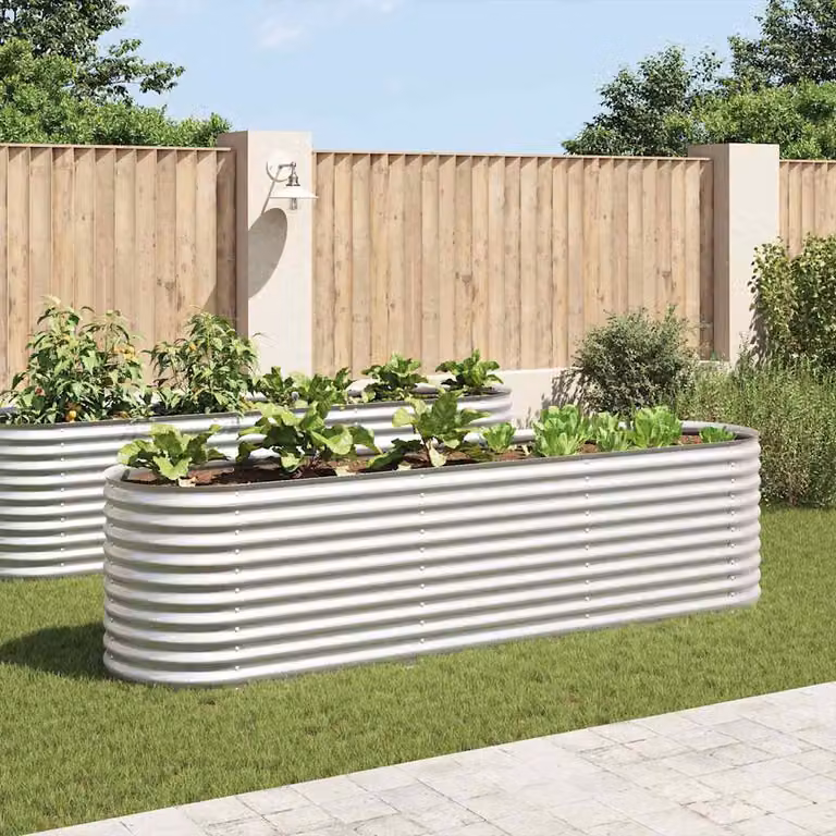 Letto rialzato da giardino vidaXL in acciaio zincato argento L: 320 cm, P: 80 cm, H: 81 cm