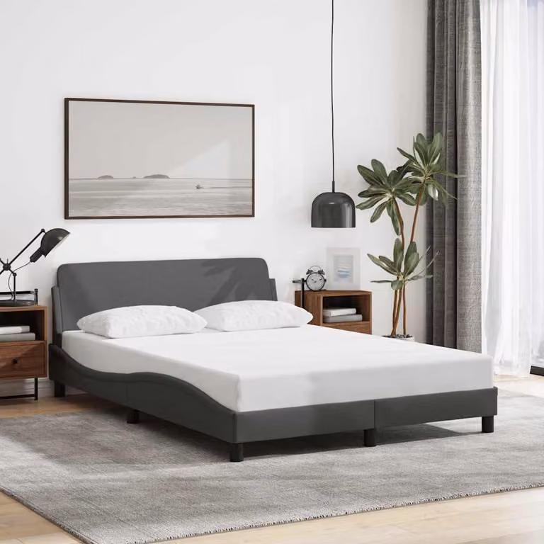 Giroletto vidaXL Dover Grigio Scuro in Tessuto con Struttura in Legno e Metallo L/P/H: 140 x 190 cm