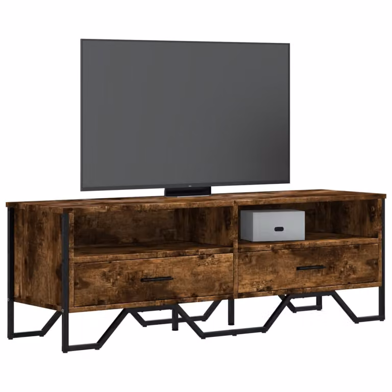 vidaXL Mobile Porta TV in Rovere Fumo e Metallo, L 122 x P 34 x H 41 cm