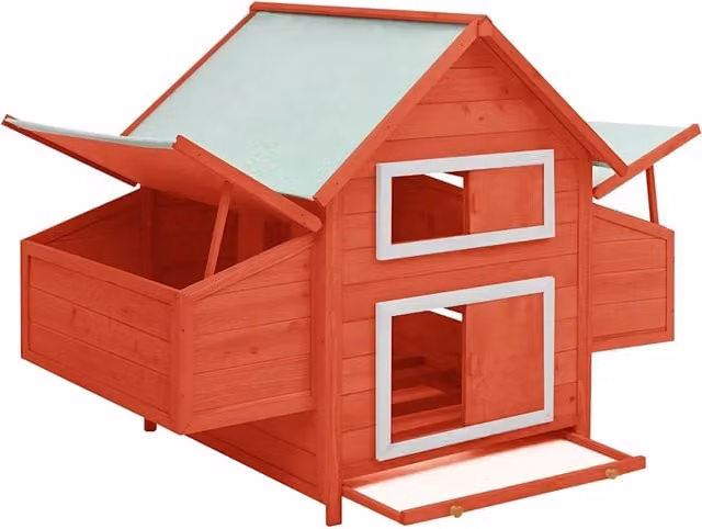 Pollaio in legno massello di abete rosso e bianco con tetto rimovibile L/P/H: 150 x 96 x 110 cm CFW7950699