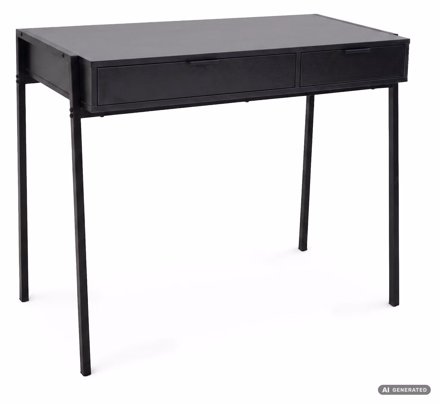 Scrivania industriale per computer Nera ZENTIA 100 cm 2 cassetti gambe nere