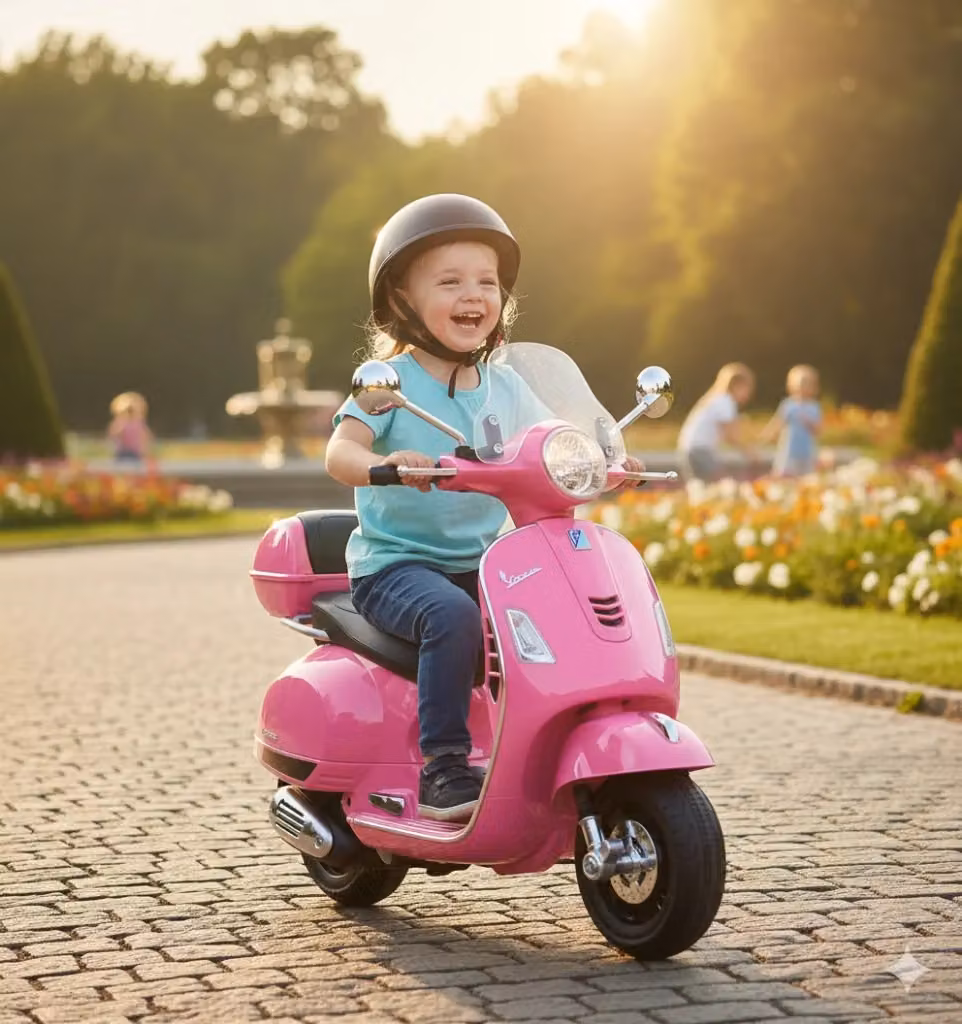 Piaggio Vespa GTS Elettrica 12V Rosa con Bauletto, Veicolo Elettrico con Luci e Suoni per Bambini – 2