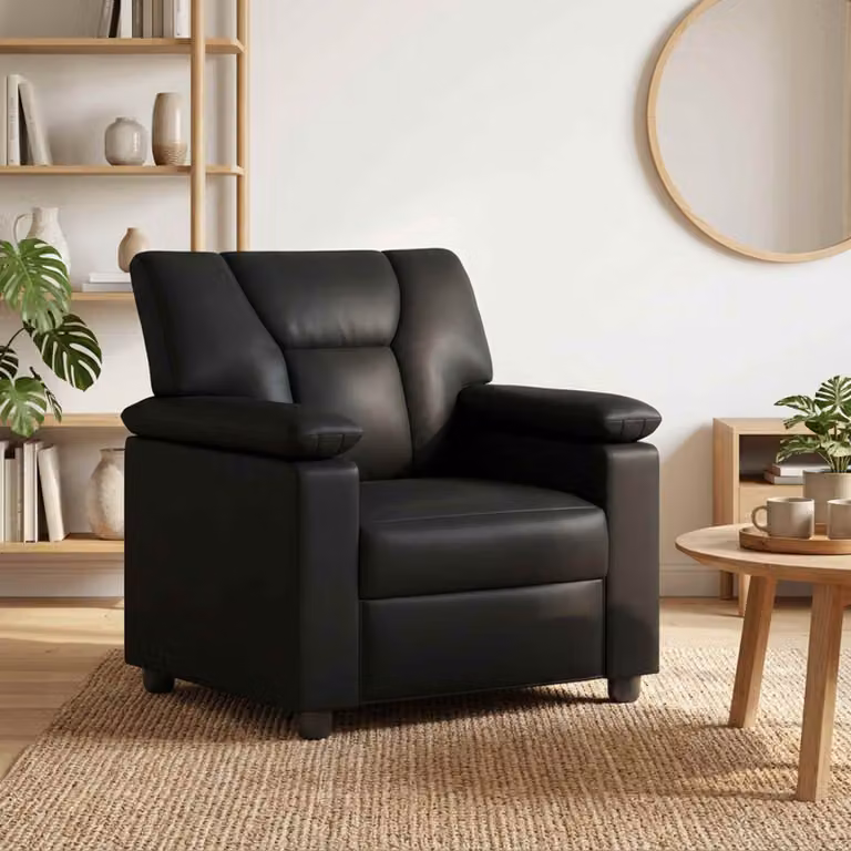 Divano moderno vidaXL in similpelle nero L: 91 cm, P: 85 cm, H: 93 cm