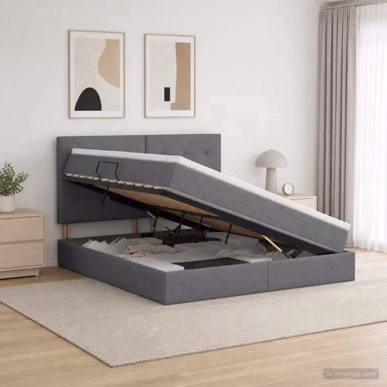 Letto con contenitore e materasso vidaXL Grigio, L/P/H: 140 x 200 x 144 cm