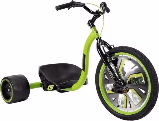 Drift Trike Multifunzionale 2 in 1 in Metallo Verde e Nero