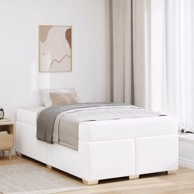 Letto moderno vidaXL in ecopelle bianco con struttura imbottita L: 120 cm, P: 190 cm, H: 66 cm