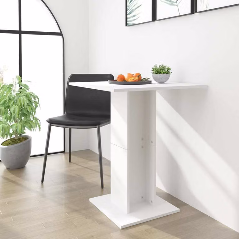 The Living Store Tavolo da bistrot bianco 60x60x75 cm in materiale ligneo