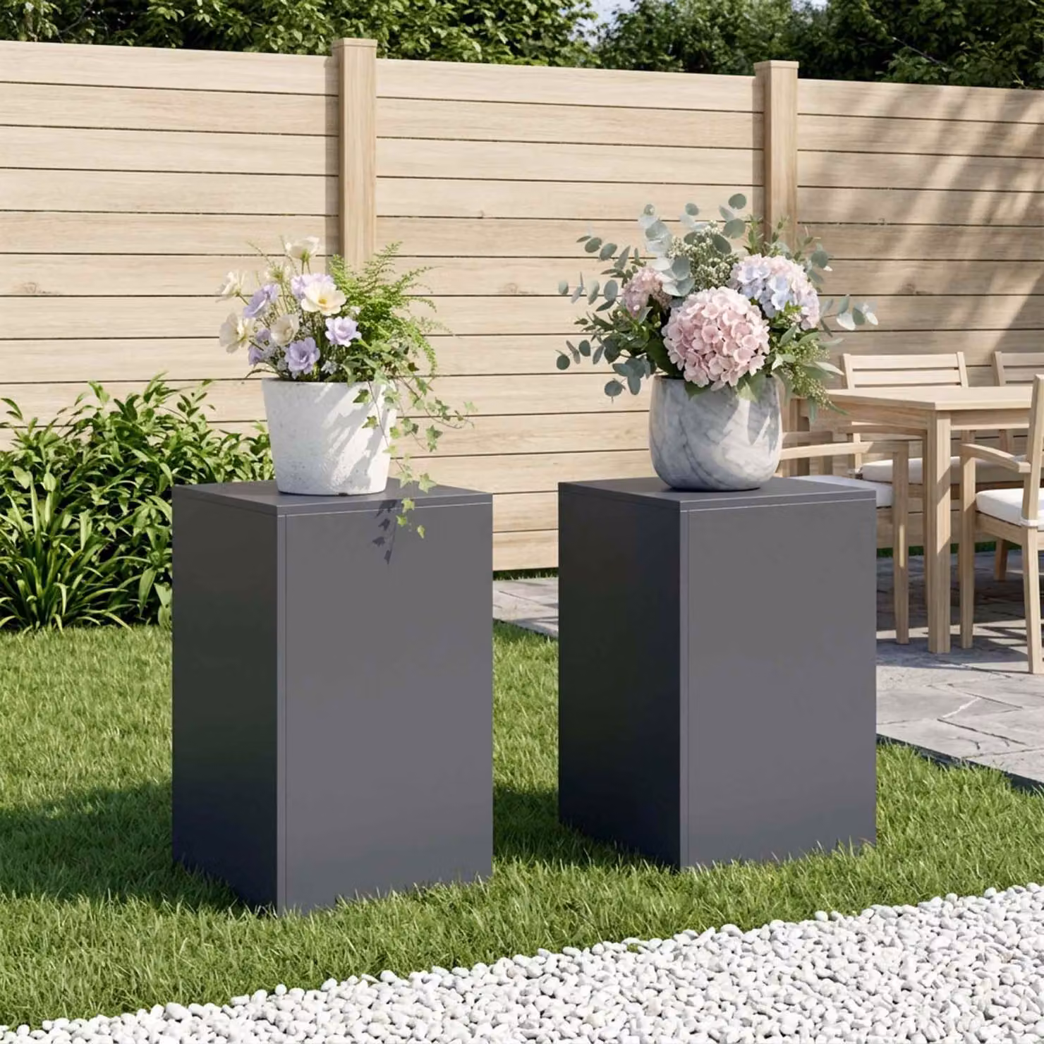 Set di 2 supporti per piante vidaXL in acciaio zincato colore antracite L/P/H: 40 x 40 x 60 cm