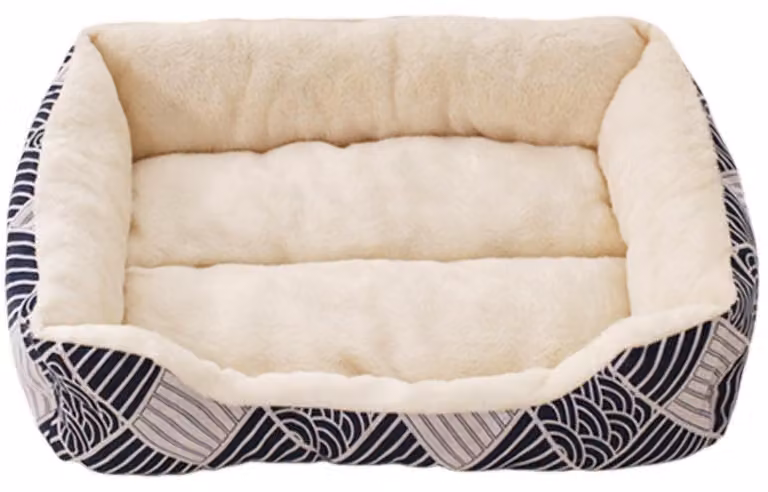 Cuccia per cani rettangolare, morbida e in peluche, ideale anche per gatti, colore blu, dimensioni 44x32x10,5 cm