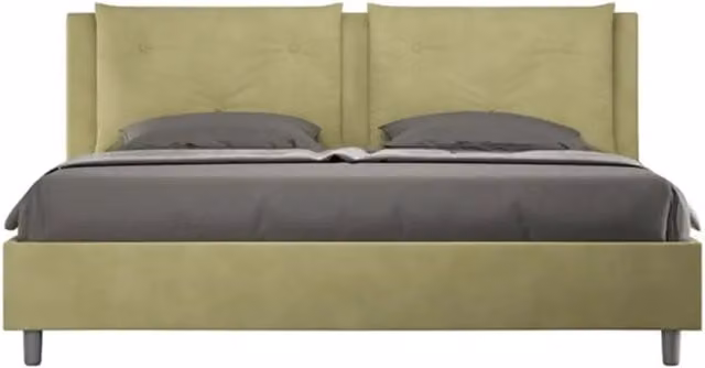Letto contenitore imbottito Appia Ityhome in microfibra colore verde L: 180 cm, P: 195 cm, H: 110 cm