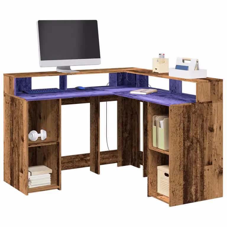 Scrivania angolare moderna vidaXL in legno color marrone con finitura opaca L/P/H: 130 x 130 x 91 cm