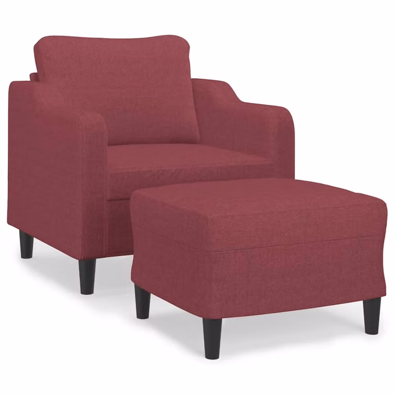 Poltrona con Poggiapiedi Rosso Vino 60 cm in Tessuto